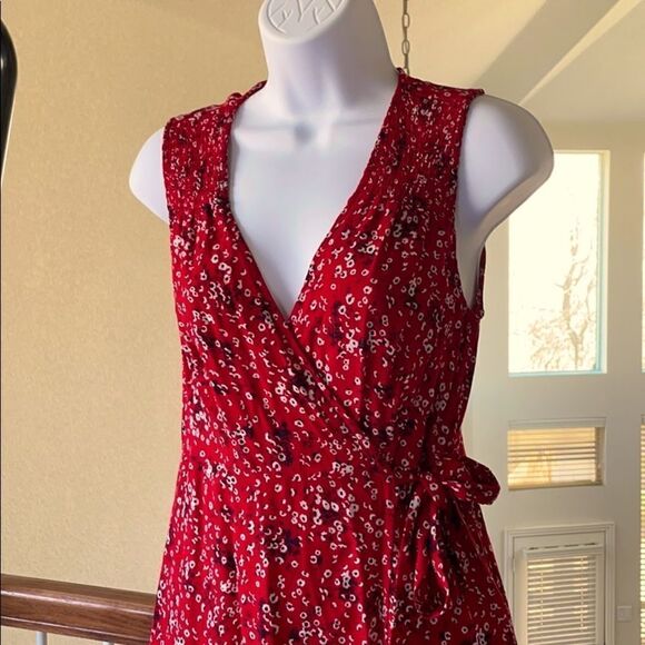 UNIVERSAL THREAD Red Floral Sleeveless Wrap Dress Size S - Picture 2 of 11